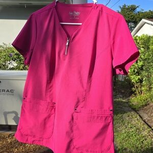 Hot pink womans scrub top